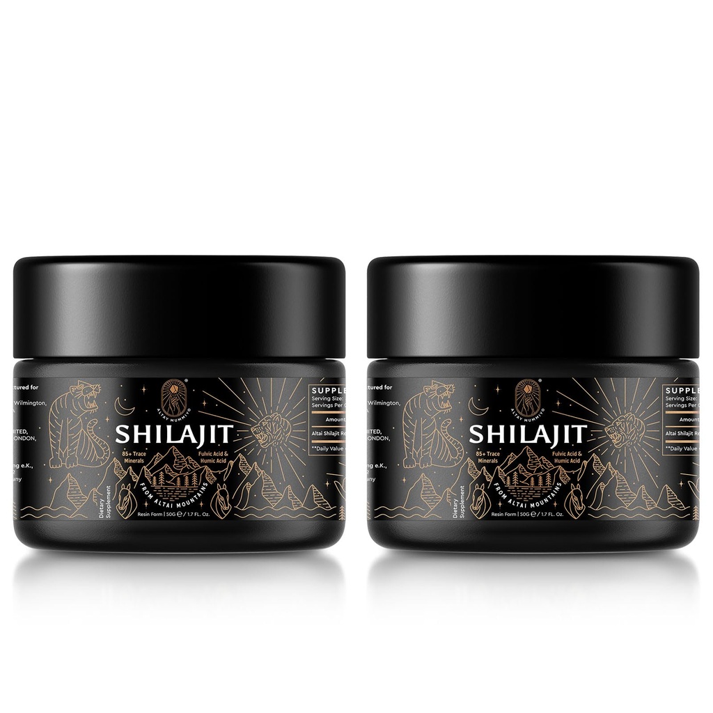 Shilajit Hars met Fulvinezuur en sporenmineralen, Originele Siberische Shilajit Pure met 85+ Humuzuur Supplement voor energie en immuunsysteem - 100 Serving / 50g (2 Pack), Gel