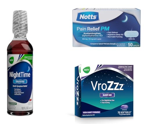AXIV VroZzz Melatonin Gummies + Notts PM Acetaminophen Caplets Liquid Formula Value Bundle