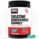 Facteur de force Gommies monohydratées créatine, certifiée NSF, dose de 5g pour les hommes et les femmes pour soutenir les muscles, la force, la récupération, la santé cognitive et la mémoire, emballage mai Vary, bleu framboise, 150 Gommies