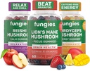 Fungies Mushroom Gummy 3-Pack Bundle, Lion's Mane, Cordyceps & Reishi Gummies voor volwassenen - Paddestoel Gummies Ondersteunt hersenen Gezondheid, Gut Health, Energie en Dagelijkse Welzijn - 180 porties
