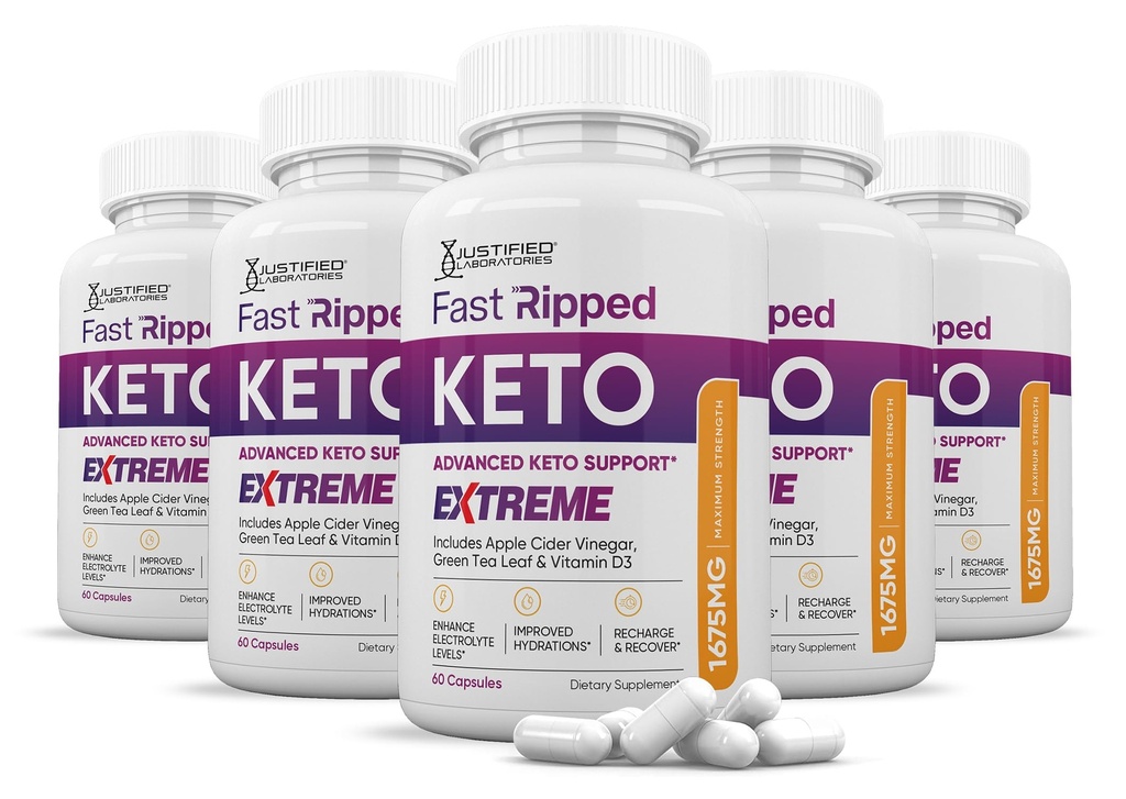 (5 Pack) Fast Ripped Keto ACV Extreme Pillen 1675MG Keto Ondersteuning Blend Capsule alternatief voor Keto ACV Gummies Geformuleerde Apple Cider Vinegar Extra Virgin Olive Oil Powder Green Tea Leaf 300 Capsules