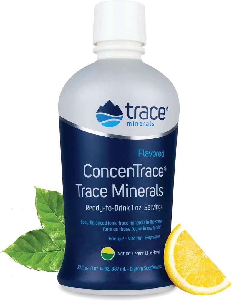 Trace Minerals ConcenTrace - Liquid Mineral Supplement with Magnesium & Vitamin C - Dieetsupplement with White Grape & Lemon Juice - Natural Lemon Lime Flavor, 30 fl oz (30 Servings)
