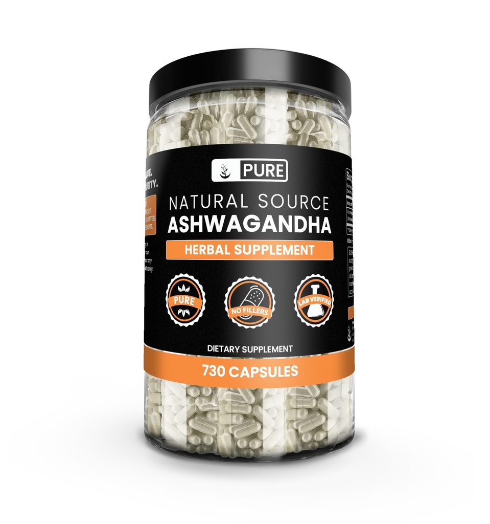 Pure originele ingrediënten Ashwagandha (730 capsules) Geen Magnesium of rijst fillers, altijd zuiver, lab geverifieerd