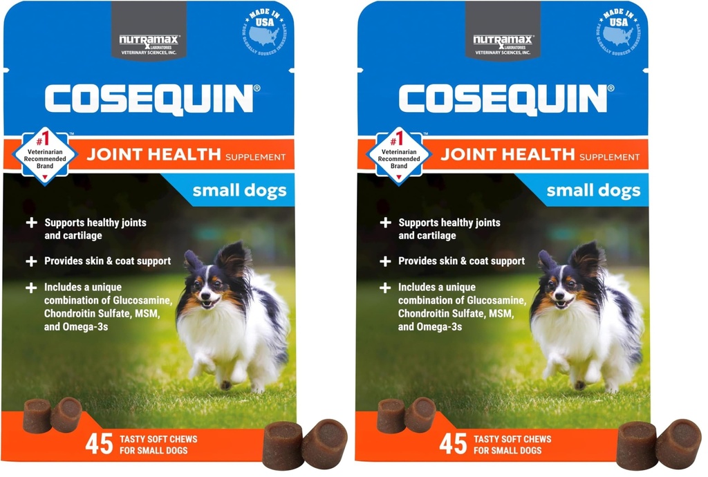 Cosequin Minis Zachte Kauwt Maximale sterkte met MSM Plus Omega3,45 Telling (verpakking van 2)