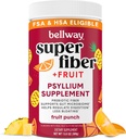 Bellway Super Fiber Powder + Fruit, Suikervrij Biologische Psyllium Husk Powder Fiber Supplement voor Regularity, Bloating Relief & Digestive Health, Plant-Based, Fruit Punch (50 Servers)