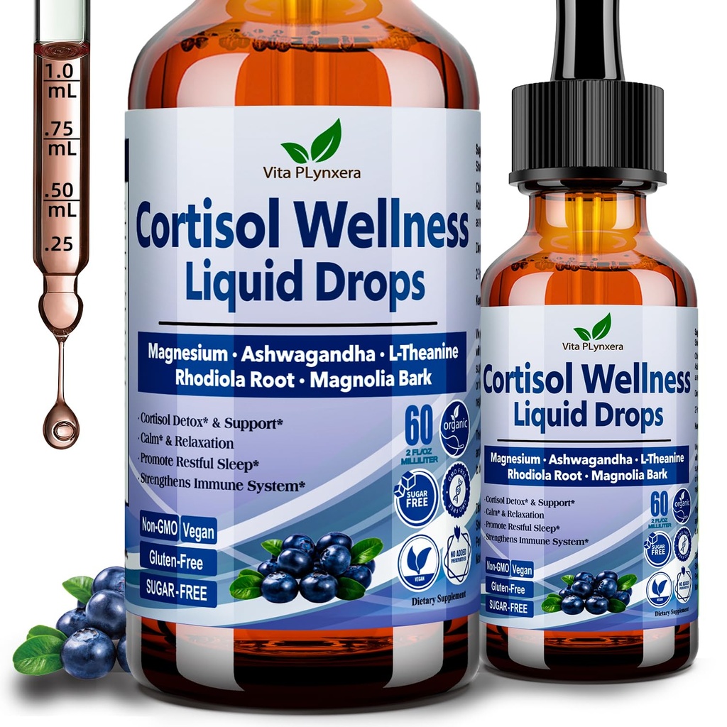 Cortisol Supplementen voor vrouwen en mannen, 17-in-1 Cortisol Reducer Detox Manager w. Magnesium Glycinate Ashwagandha, L-Theanine, Fosfatidylserine, Hormone Balanced for Women, Recess Mood Focus, Slaap