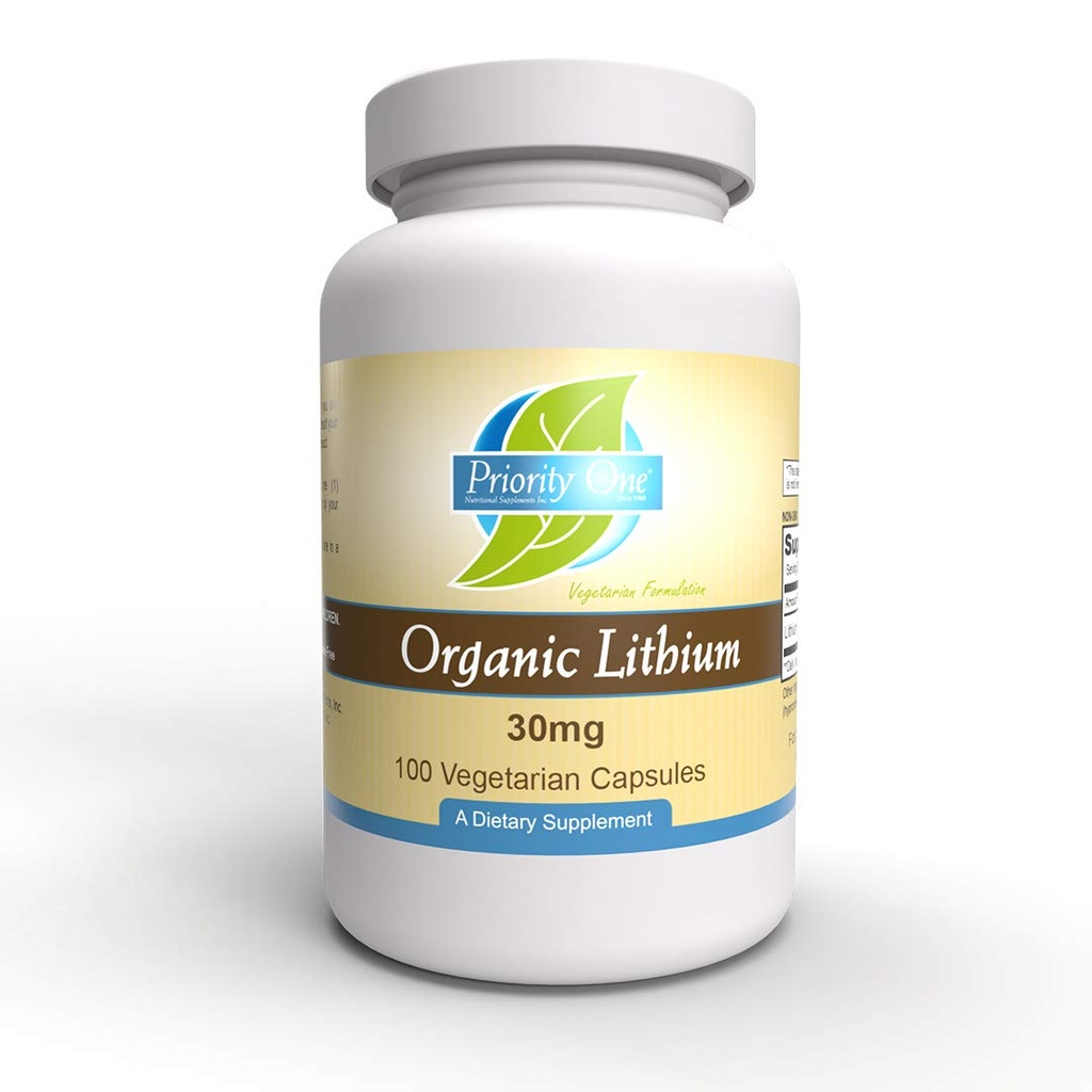 Priority One Vitamins Lithium Orotate 30mg 100 Vegetarian Capsules