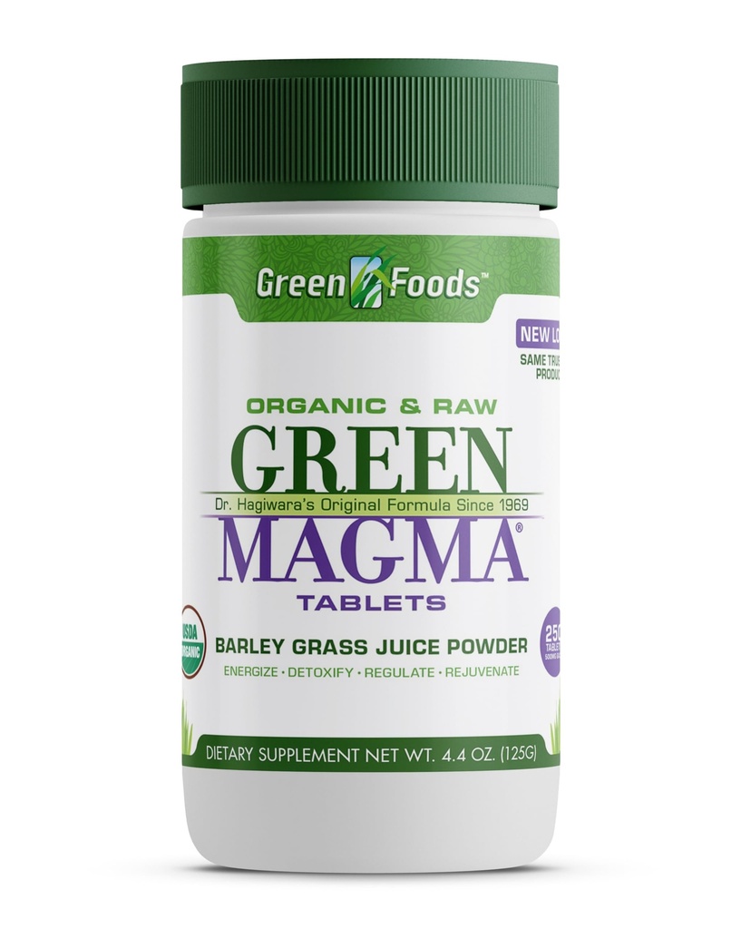 Green Foods Original Green Magma Barley Grass Nutritional Supplement, 250 tabletten (500 mg Ea) Gecertificeerd biologisch