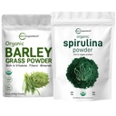 Micro Ingrediënten Biologische Spirulina Poeder 1lb & Organische Gerst Graspoeder 16oz Bundle 2 Pack 