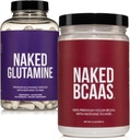 Naked Unflavored BCAAs 100 Sevings + Pure L-Glutamine 240 Capsules bundel: Non-GMO, Glutenvrij, Spierherstel, Niets Kunstmatig