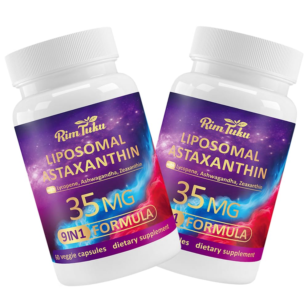 Liposomal Astaxanthin Supplement Complex 9-in-1 with Ashwagandha, Lycopene, Zeaxanthin, Antioxidant Supplement Support Eye, Skin & Joint Health, 120 Capsules