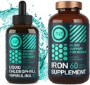 Comprimés de fer WILD FUEL pour les femmes avec acide folique et chlorophylle liquide avec Spiruline Santé féminine et groupe de désintoxication