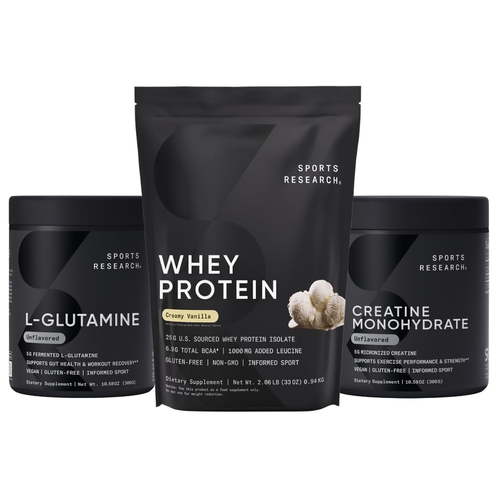 Sports Research® Recovery Matrix - Wei Isolaat Proteïne Poeder 2.1lb + L-Glutamine 10.58 Oz + Creatine Monohydraat 10.58 Oz