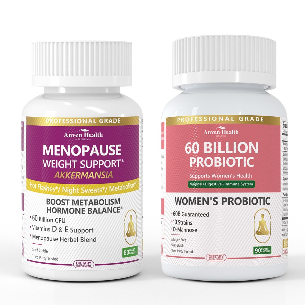 Probiotics for Women + Akkermansia Bundle – Gut, Immune & Urinary Tract Support with Cranberry, D-Mannose & Prebiotics丨Hormone-Free Menopause Support