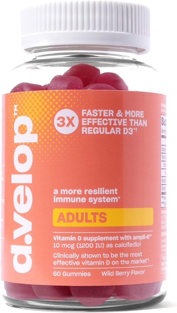 d.velop Vitamine D Gummies voor volwassenen - 1200 IE, 10 mcg 