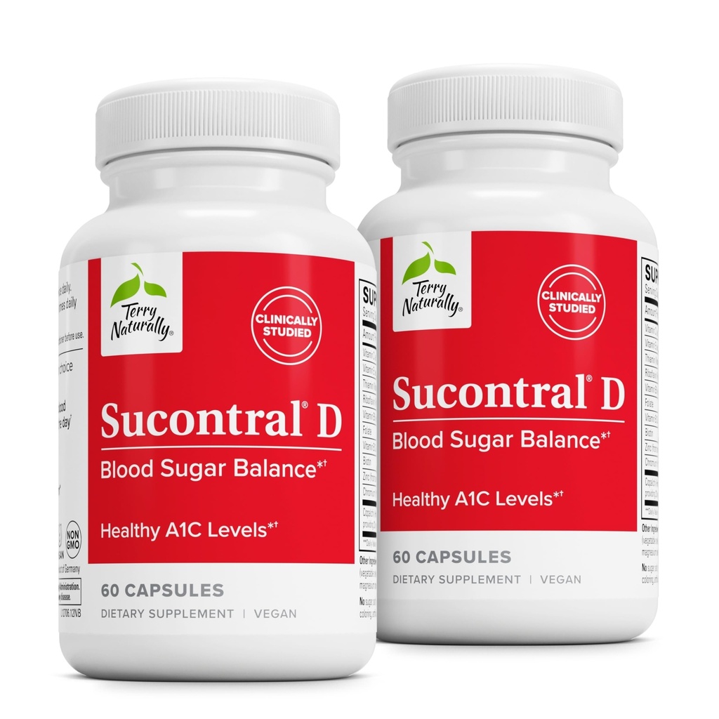 Terry Naturally Sucontral D - B-Complex & Folate Supplement - Koolhydraat Metabolisme Ondersteuning - Vitamine & Mineraal Supplement met Zink & Chroom - 60 Capsules (verpakking 2)