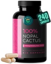 Capsules Nopal Cactus 1500mg- Poire sèche-soleil biologique Cactus Poudre de fruits et extrait de poivre noir pour l'absorption- Super supplément de poire sèche-soleil naturel- fibre, vitamines et minéraux 240 Capsules