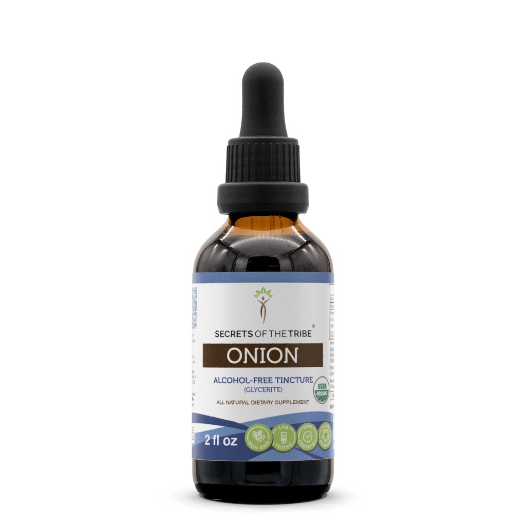 Secrets of the Tribe Onion USDA Organic | Alcohol-Free Extract, High-Potency Herbal Drops | Made from 100% Certified Organic Onion (Allium Cepa) Dried Bulb (2 oz)