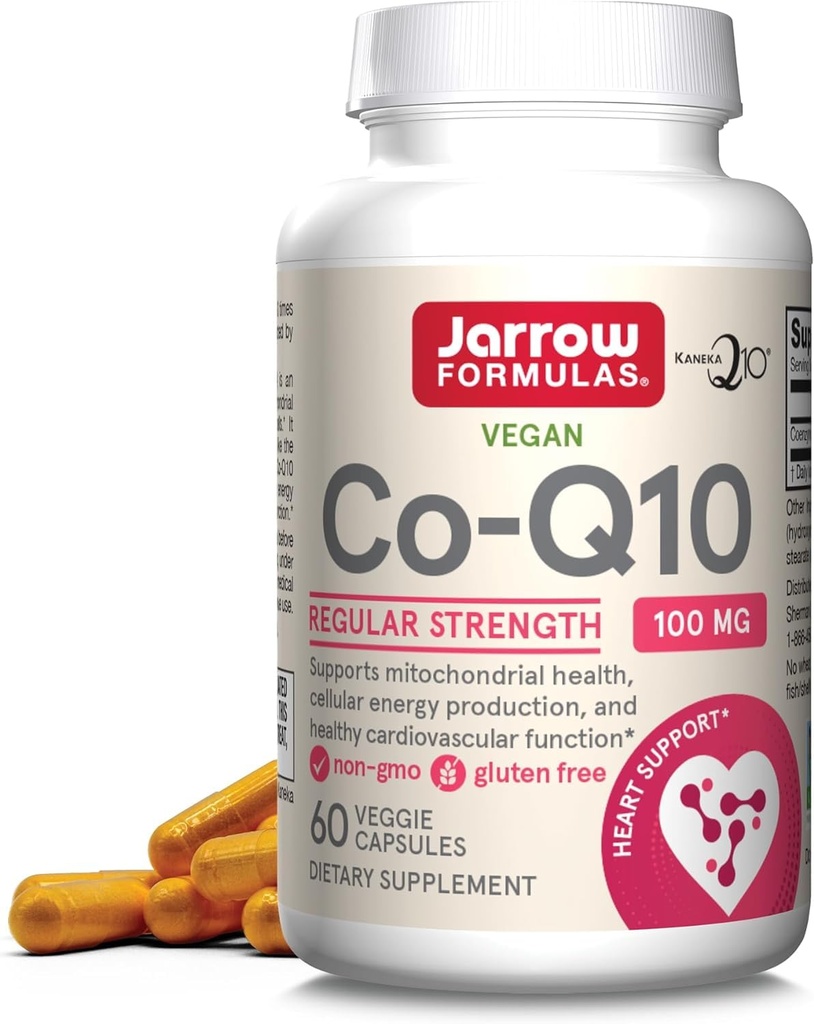 Jarrow Formules Co-Q10 100 mg - 60 Veggie Caps - Antioxidant Ondersteuning voor Mitochondriale Gezondheid, Energie Productie & Cardiovasculaire Functie - Tot 60 porties