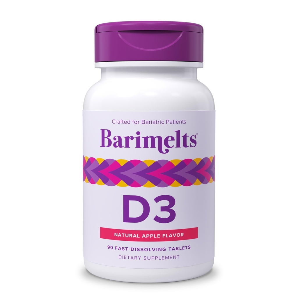 BariMelts Vitamin D3 5000 IU, 90 Fast-Dissolving Tablets (3-Month Supply), Bariatric Vitamins for Women, Natural Apple Flavor​