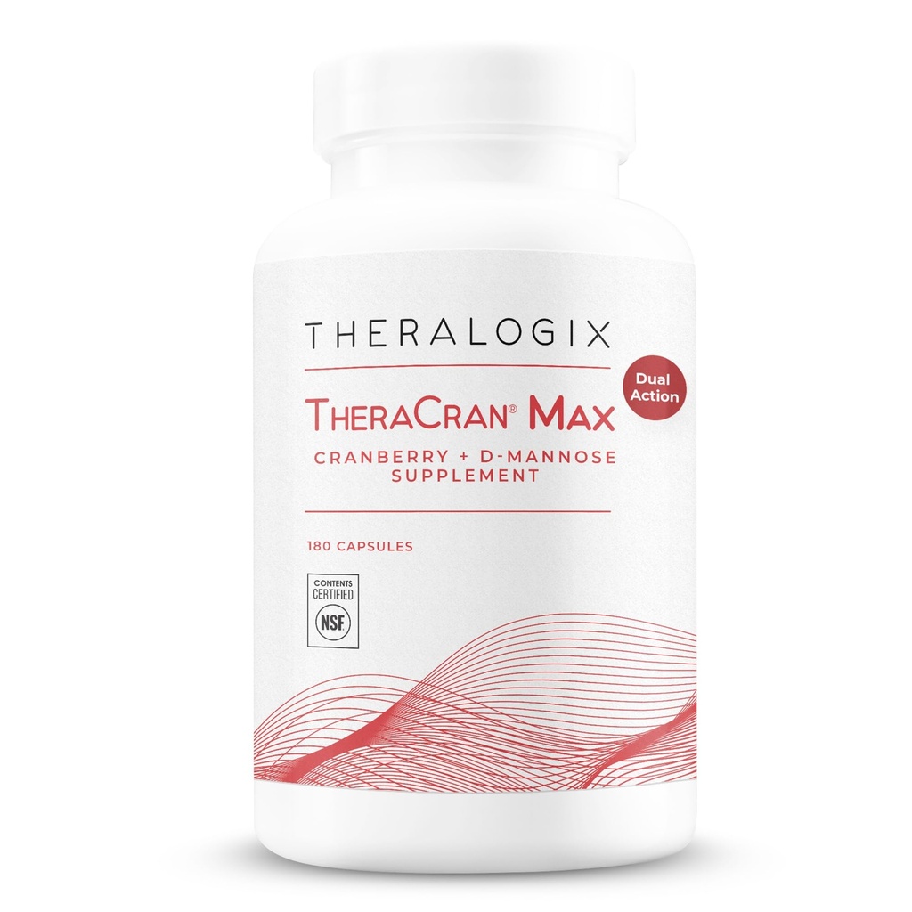 Theralogix TheraCran Max - Cranberry + D-Mannose Supplement voor mannen en vrouwen - Urine Tract Health Support - 90-Day Supply - NSF Certified - 180 Capsules