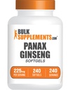 BulkSupplements.com Panax Ginseng Softgels - Panax Ginseng Extract, Herbal Supplement - Gluten Free, 1 Softgel per Serving (225mg), 240 Count (Pack of 1)