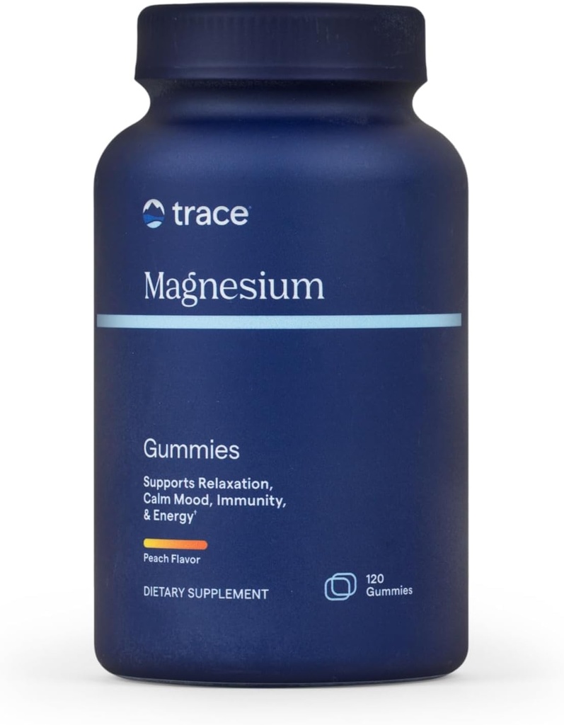 Trace Minerals Magnesium Gummies - Ondersteunt een Calm Mindset - Magnesium Kauwtabletten voor kinderen & volwassenen - Bot, spijsvertering, hartgezondheid & Immune Support - Peach Flavor - 120 Tellen (120 Servers)