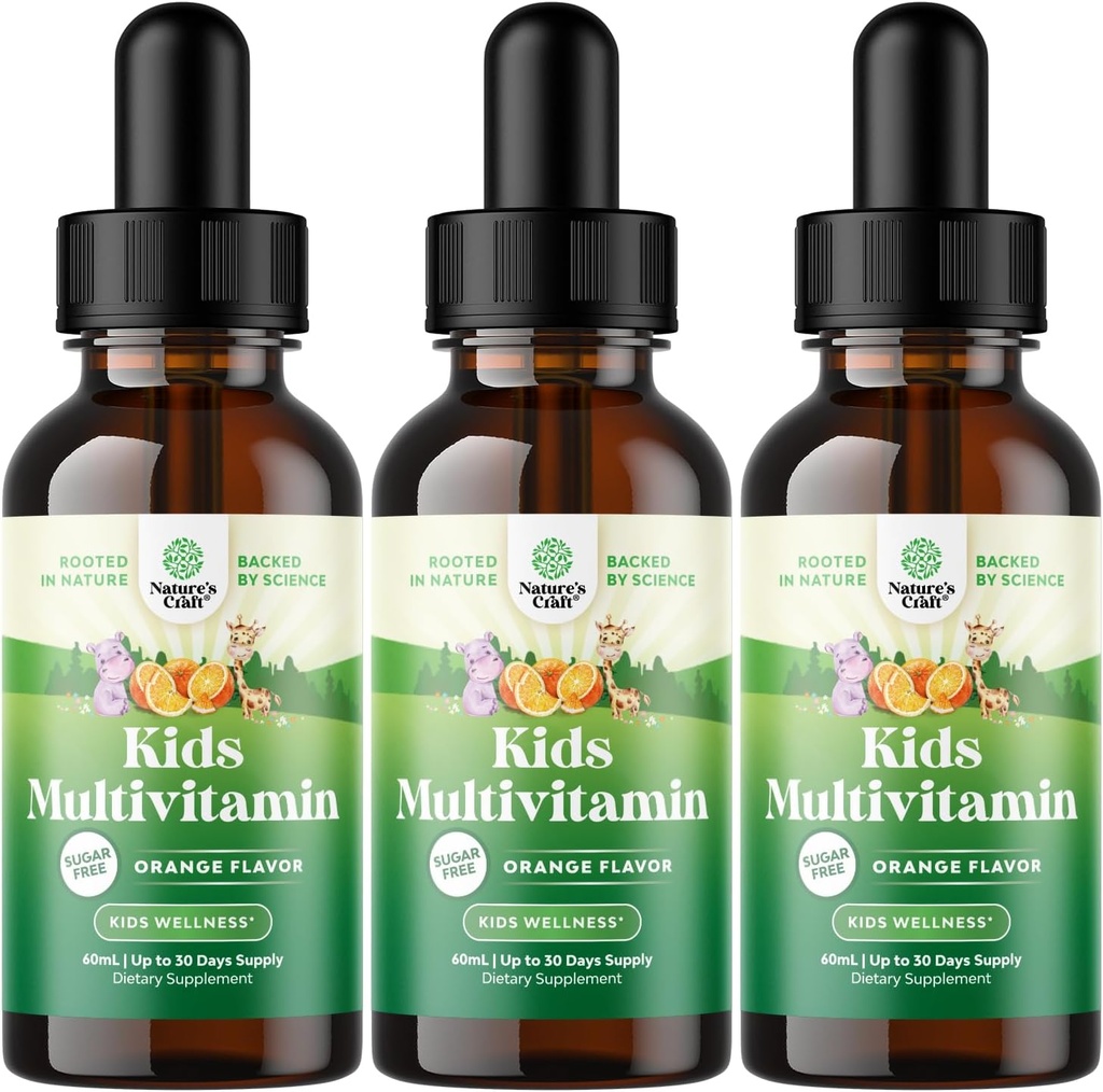 Natures Craft Liquid Multivitamine voor kinderen Immunity Support - Yummy Peuter Multivitamine Supplement met een C D3 E B6 en D3 Liquid Vitaminen voor kinderen van alle leeftijden - Hoge Absorptie (3 Pack)