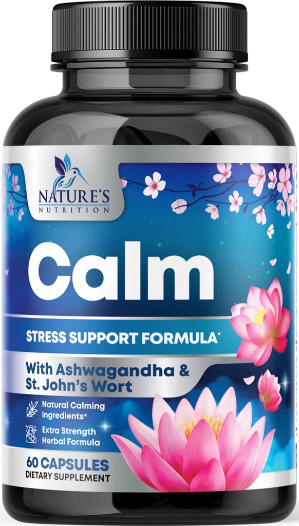 Natuurlijke rust, ontspannen en ontspannen ondersteuning - Ashwagandha, GABA, Magnesium, L-Theanine & More - Natural Focus, Energy & Immune Support - Nature's Non-GMO, Veganistan, Gluten Free, Bottled in USA - 120 Capsules