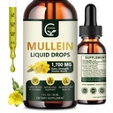 (2 Pack) Mullein Drops for Longs - Longen Reiniging en Respiratory Support, krachtige 4 in 1 Mullein Leaf Extract met vlierbessen, Marshmallow Root en Orange Peel voor Bronchial Support, 1 Fl Oz