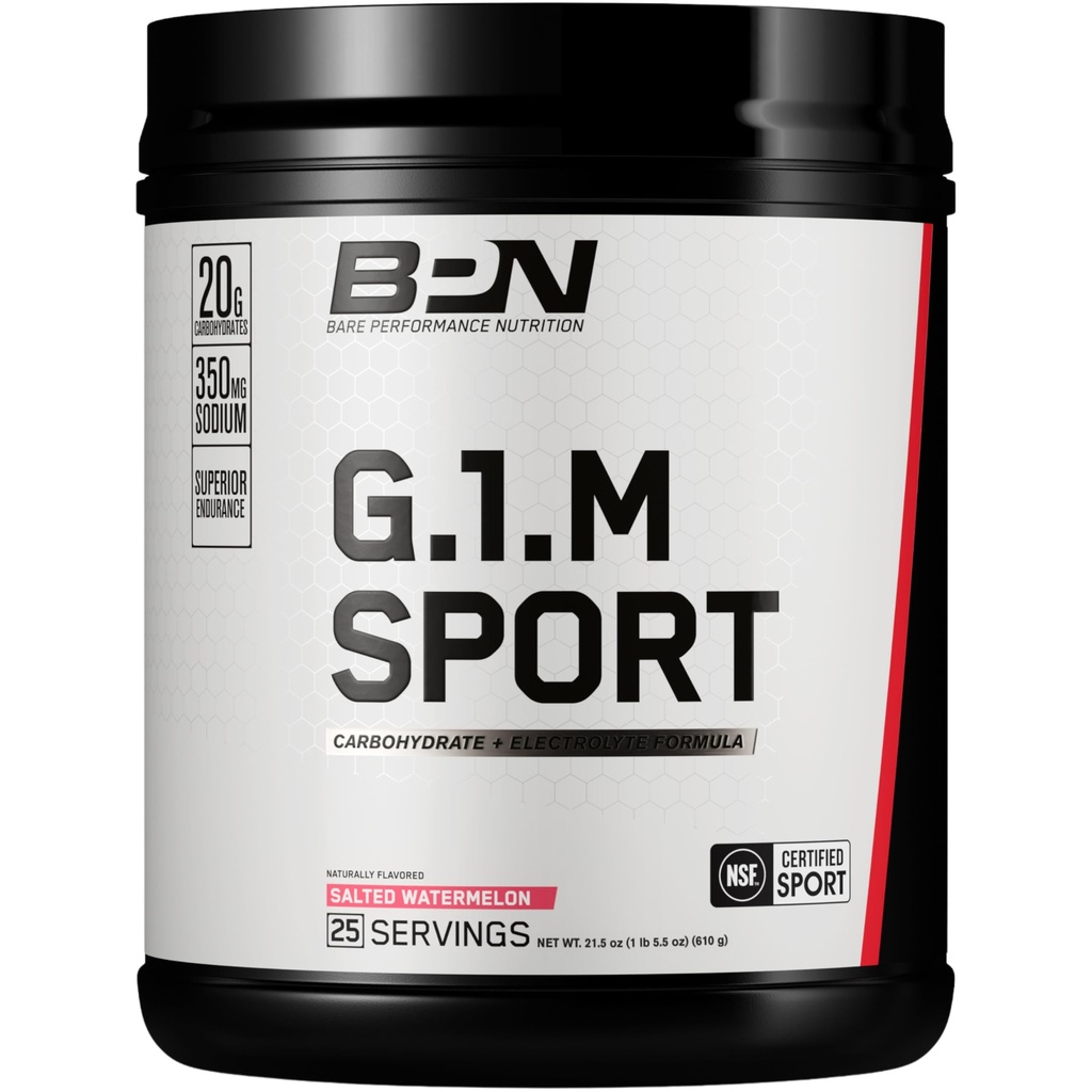 BARE PERFORMANCE NUTRITION, BPN G.1.M Go One More Sport, Endurance Training Fuel, Superior Carbohydrate & Electrolytes Poudre Formule, Réduire la fatigue, pastèque salée, 25 portions