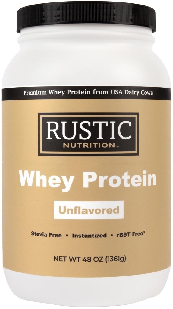 Premium Whey Protein Powder, USA-Sourced, No RBST/RBGH, No Stevia or Sucralose, Instantized, Non-GMO, Soy & Gluten Free (Unflavored, 48 Oz)