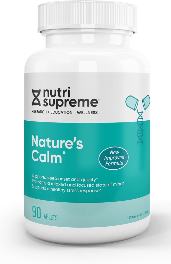 Kalm Tabletten: Kalm Dieetsupplement van de natuur - Natuurlijke verlichting van stress, angst, nervositeit, slapeloosheid en prikkelbaarheid en verbeterde slaap - 90 tabletten