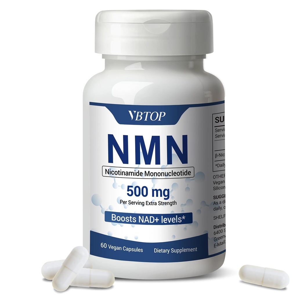 NMN 500 mg Supplement Easily Absorbed Nicotinamide Mononucleotide Form, a Precursor and NR Supplement Alternative that Supports Healthy Aging and Energy Metabolism | Non-GMO, 60 Vegan Capsules