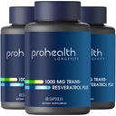 ProHealth Trans Resveratrol Plus 1000mg. Worlds Meest onderzochte Trans-Res Supplement. Doctor Formated with Quercetin & BioEnhancers for Max Potency. Lab getest 98% puur. 30 porties (3 verpakkingen)