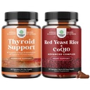 Bundle of Herbal Thyroid Support Complex - Potent Kelp Jodium met L Tyrosine Bladderwrack Selenium Ashwagandha en Red Gist Rijst met CoQ10 Supplement - Gezond Hart & gezonde Cholesterol niveaus