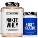 NAKED Strawberry Whey Protein Powder 5LB (61 Servings) + Pure Micronized Creatine Monohydrate 500g (100 Servings) – Bulk; Grass-Fed; Non-GMO; Gluten Free; Soy Free