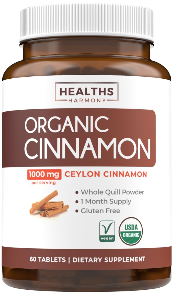 USDA Organic Ceylon Cinnamon Pillen - High Potency Ceylon Cinnamon Supplement met 1000 mg per Serving for Full Body Antioxidant Support - Vegan Non-GMO cGMP Made & Lab Geverifieerd (1 maand aanbod)