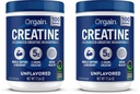 Orgain Creatine Monohydraat Micronized Powder,100 Servings, Unflavored,Ondersteunt Spiergroei,Post Workout Herstel en Hersengezondheid,Geen kunstmatige additieven,voor mannen & vrouwen,Veganist,(Pack of 2)