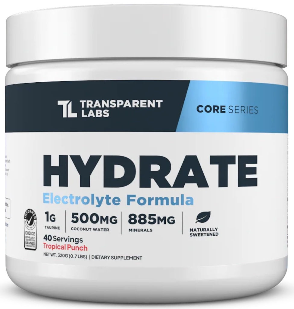 Transparent Labs Hydrate Electrolytes Powder - 40 Servings, Tropical Punch