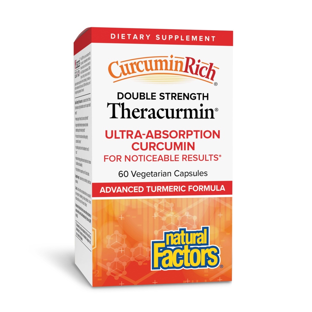 Facteurs naturels, CurcuminRich Theracurmin double résistance, 60 mg, seulement 1 gélule par jour, formulé pour l'absorption supérieure, 60 Nombre (paquet de 1)