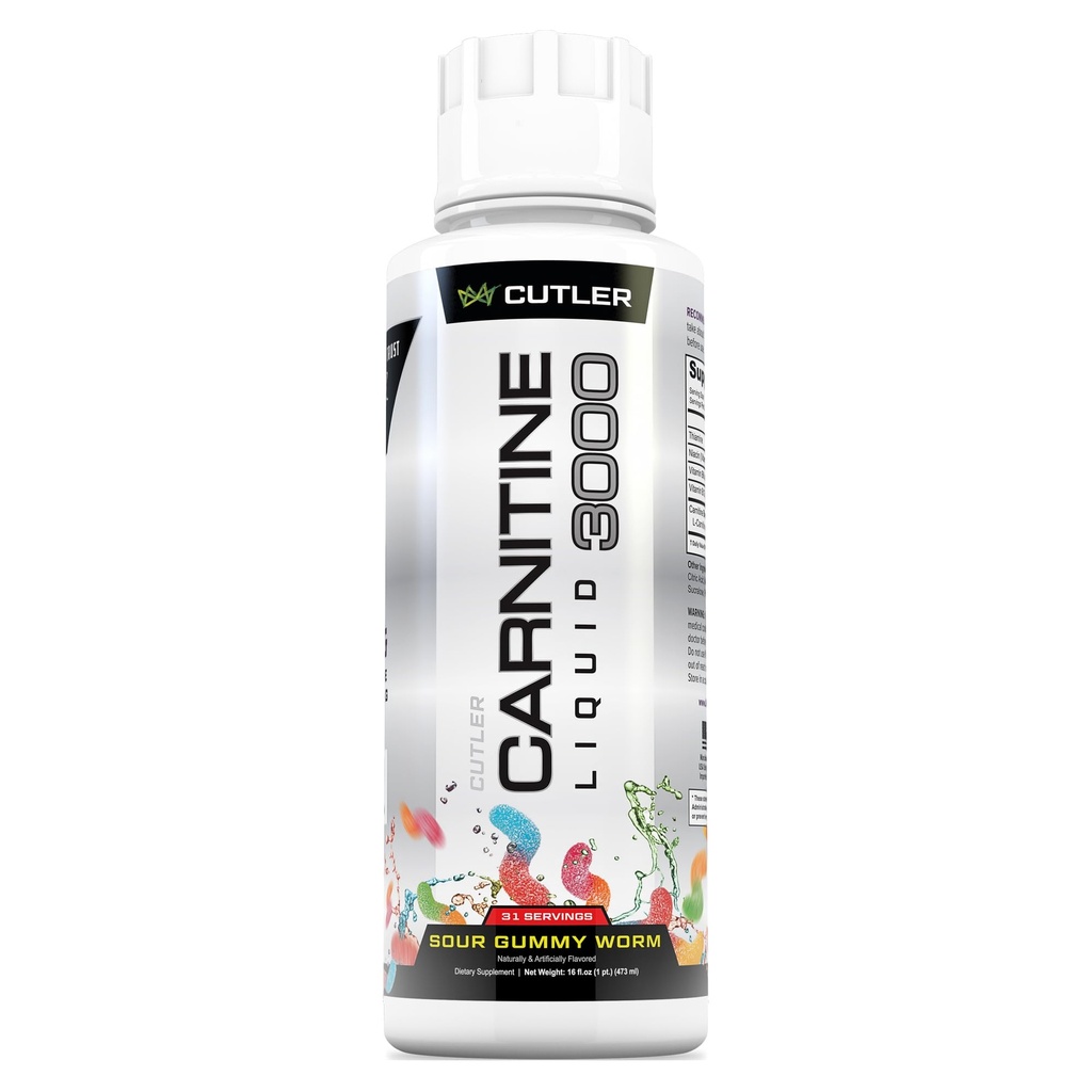 Cutler Nutrition Liquid L-Carnitine Fat Burner Supplement met Acetyl L-Carnitine & L-Carnitine Tartraat - Fat Burner Formula voor optimale absorptie, energie en spierondersteuning Sour Gummy Flavor