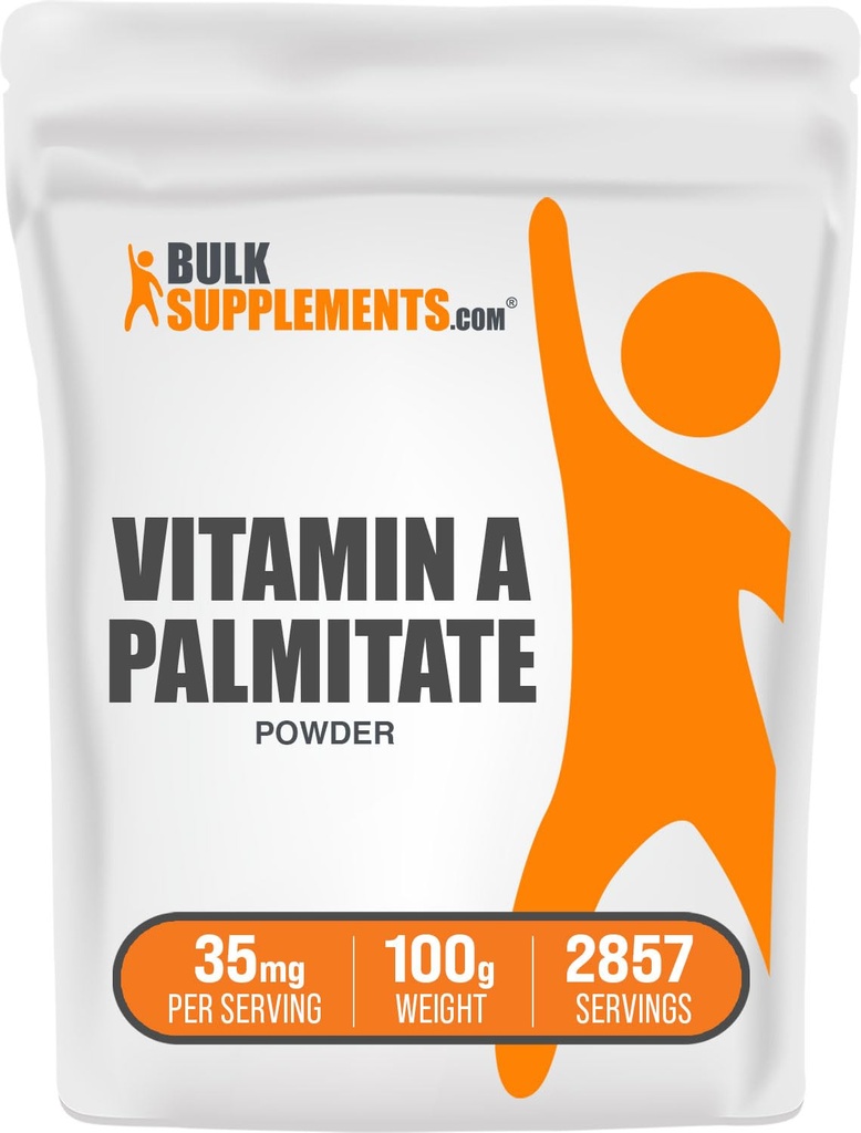 BulkSupplements.com Vitamin A Palmitate Powder - as Retinol Palmitate, Vitamin A Supplement for Immune & Eye Support - Gluten Free, 35mg per Serving, 100g (3.5 oz) (Pack of 1)