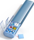 Vaydeer Organisateur hebdomadaire de pilules de 7 jours (support 2 fois par jour), Cas de pilules de voyage en métal, boîte quotidienne de pilules de haute capacité pour suppléments, pilules, vitamines et médicaments (bleu)