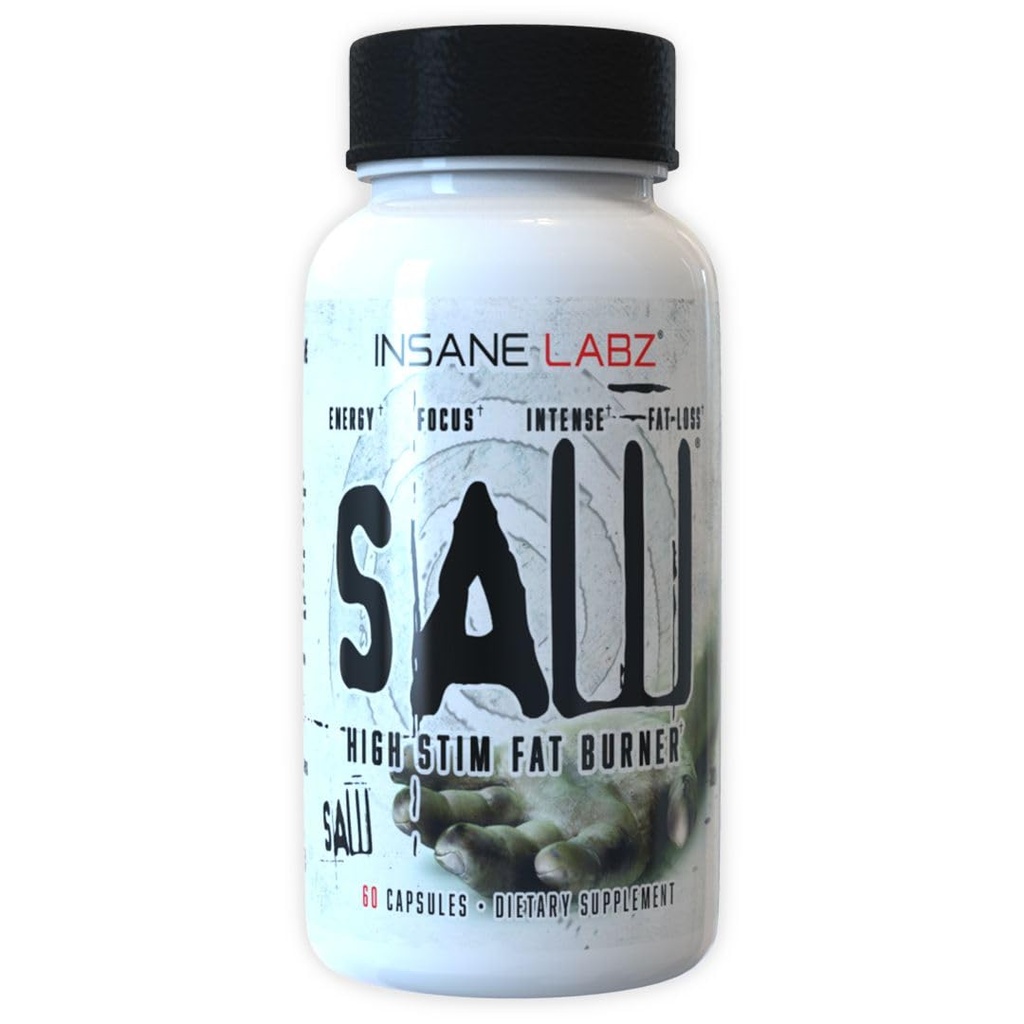 Insane Labz Saw®, High Potency Fat Burner, Thermogenic Weight Loss Supplement en Appetite Suppressant met L-Tyrosine, Yerba Mate, GABA en Alpha Yohimbine, 60 Srvgs