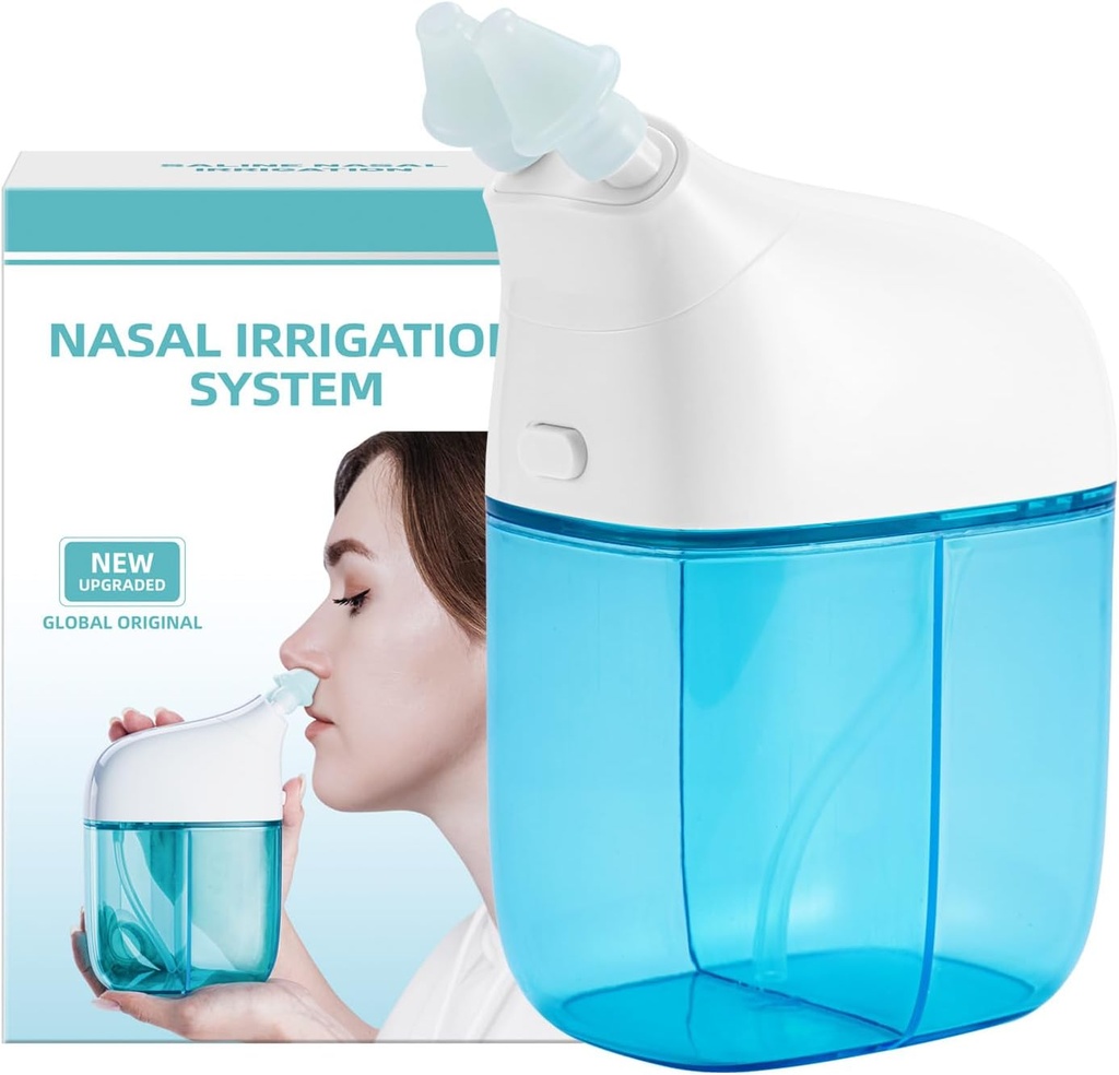 Neus besproeiingssysteem, neus spoelmachine, Sinus spoelmachine, Sinus reiniger machine met watertank en afval inzameling tank - neusreiniger voor Sinus, Sinus volwassene,allergie relief - blauw