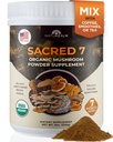 Naturealm Sacred 7 Organic Mushroom Powder Supplement | 7-Month Supply | 7-in-1 Blend with Lions Mane, Reishi, Chaga | Brain & Immune Support | 100% Fruiting Bodies for Coffee & Smoothies