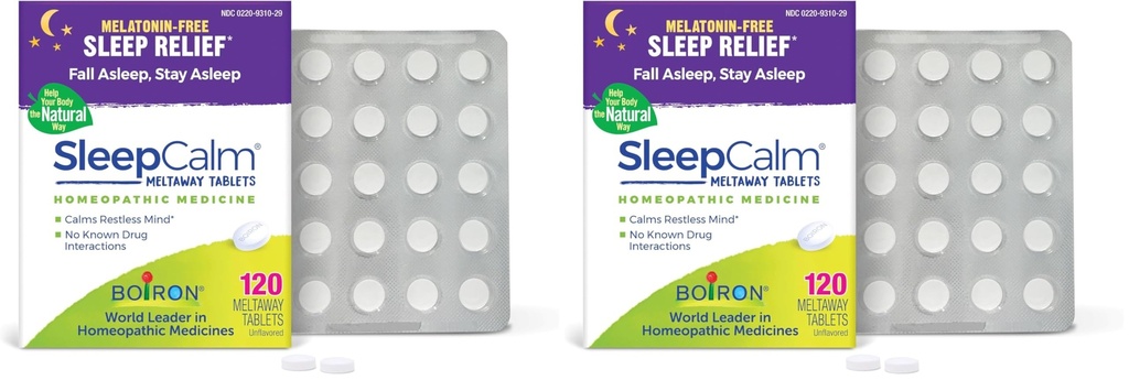 Boiron SleepCalm Tablets Slaaphulp voor diep, ontspannen,Restful Nighttime Slaap - Melatonine-Free en Non Habit-Forming -,120 Telling (Pack of 2)