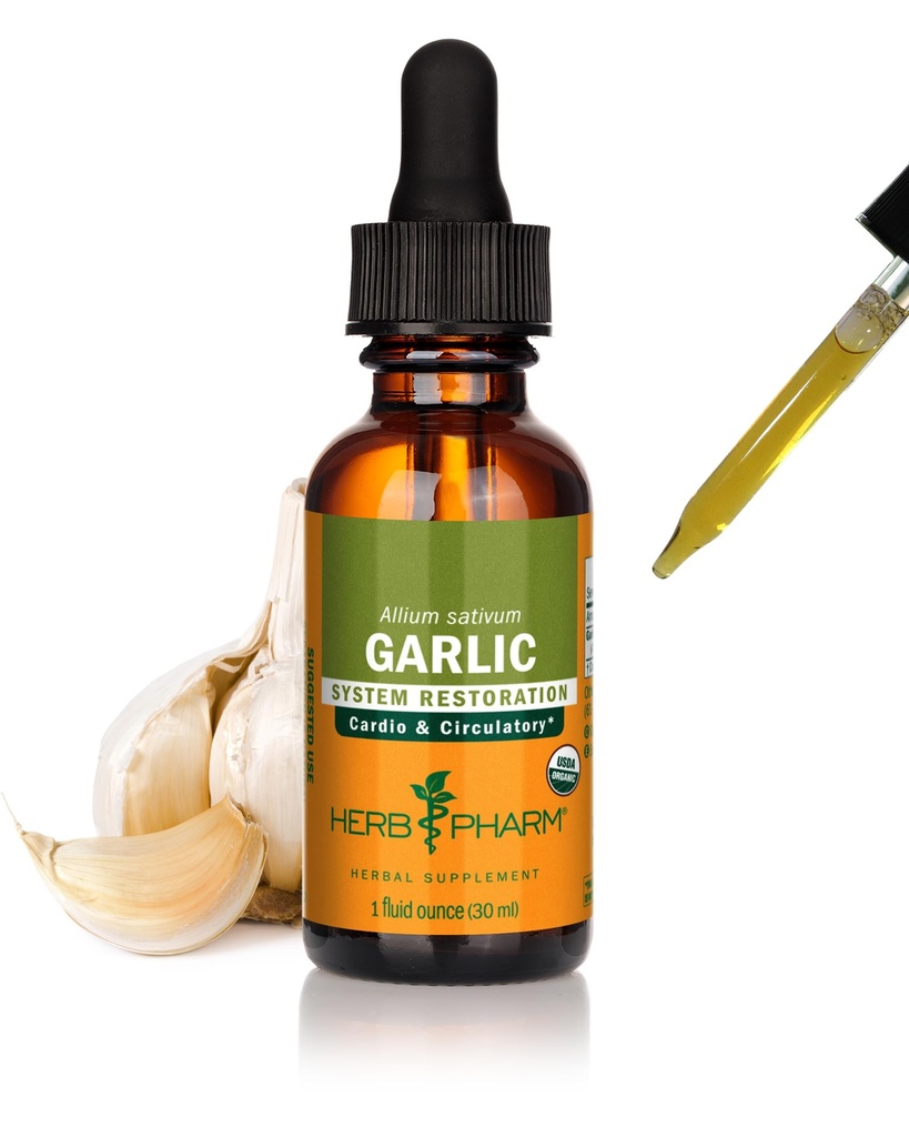 Herb Pharm Certified Organic Garlic Liquid Extract for Cardiovascular and Circulatory Support - 1 Ounce