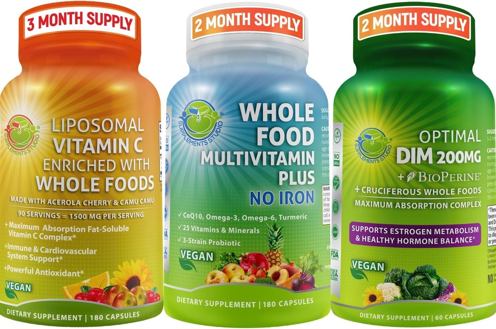 COMPLEMENTS STUDIO Vegan Immune, Energy & Hormone Support Bundle for Men and Women 